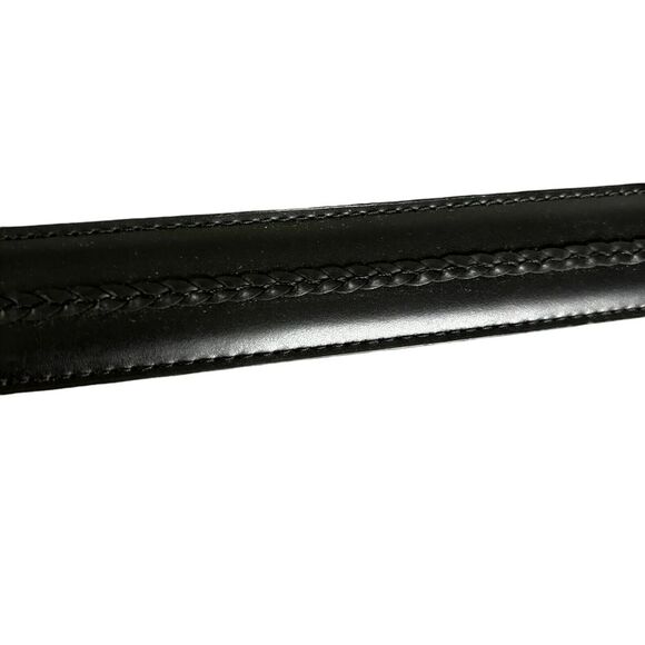 Vintage Onyx by Brighton Black Leather Belt Braided Size 42 Silver‎ Buckle 1993 main image 9